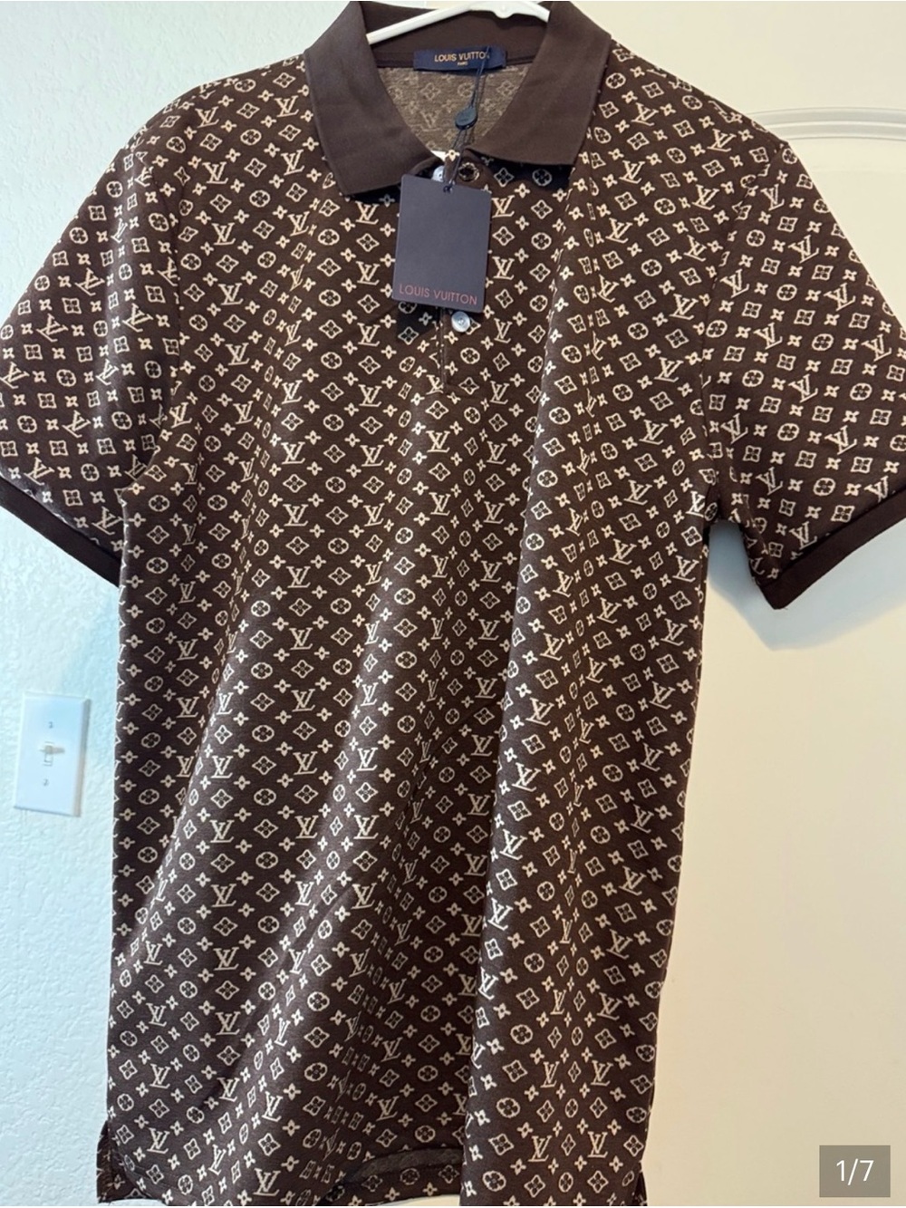 Brown Monogram Polo Shirt XL mens slim